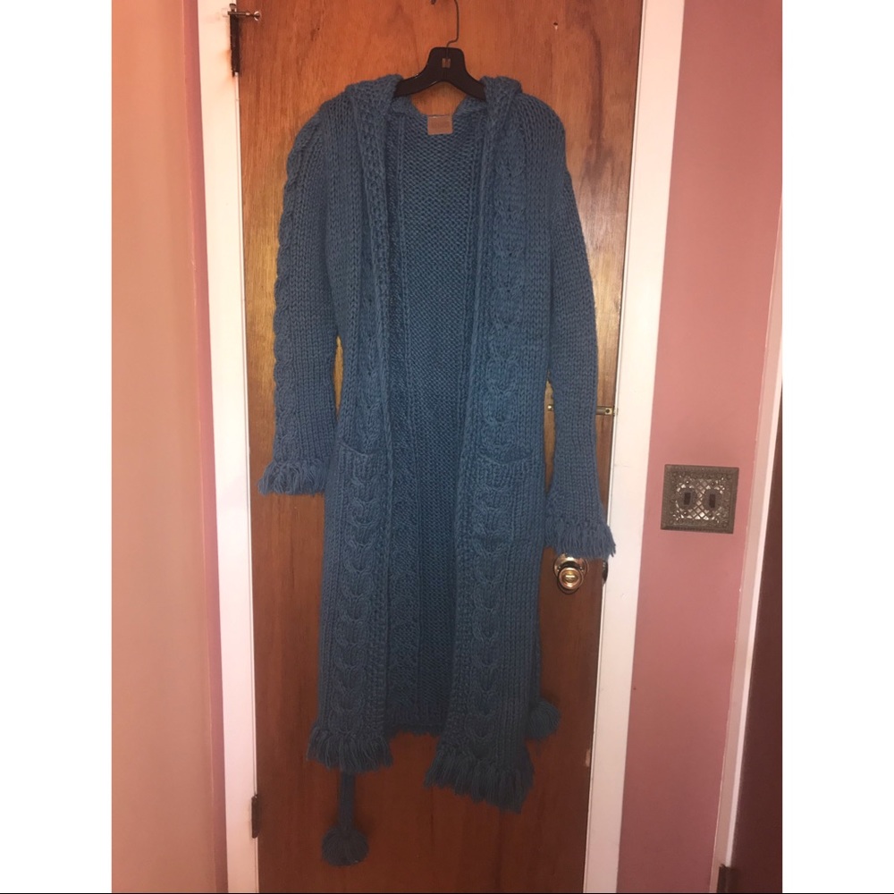 100% Hand Knit Wool Robe
